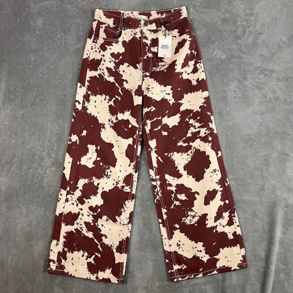 NWT BDG High & Wide Jeans Womens 28 Cow Print Festival Statement Boho Western